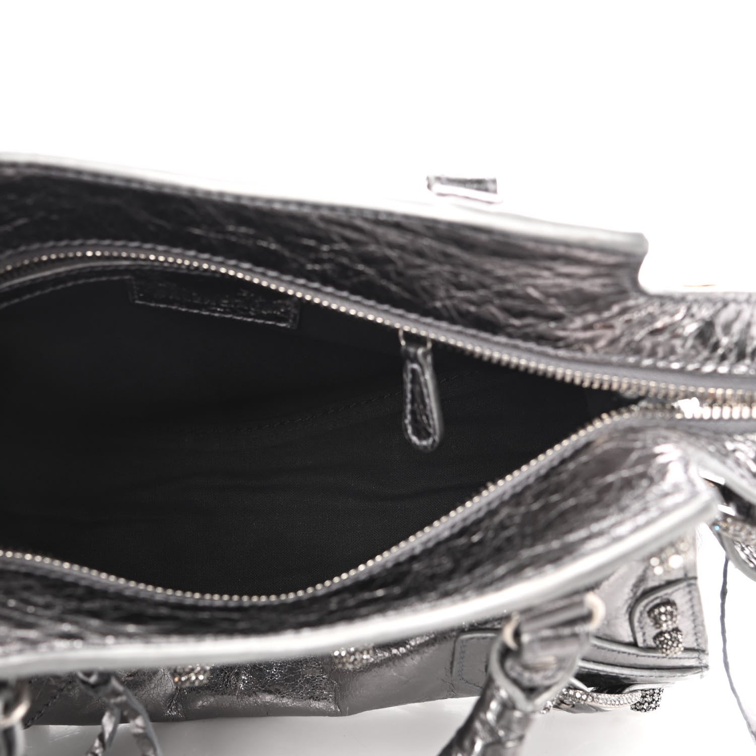 Balenciaga Agneau Arena Crystal Neo Cagole Handbag XS Silver 8 of 19