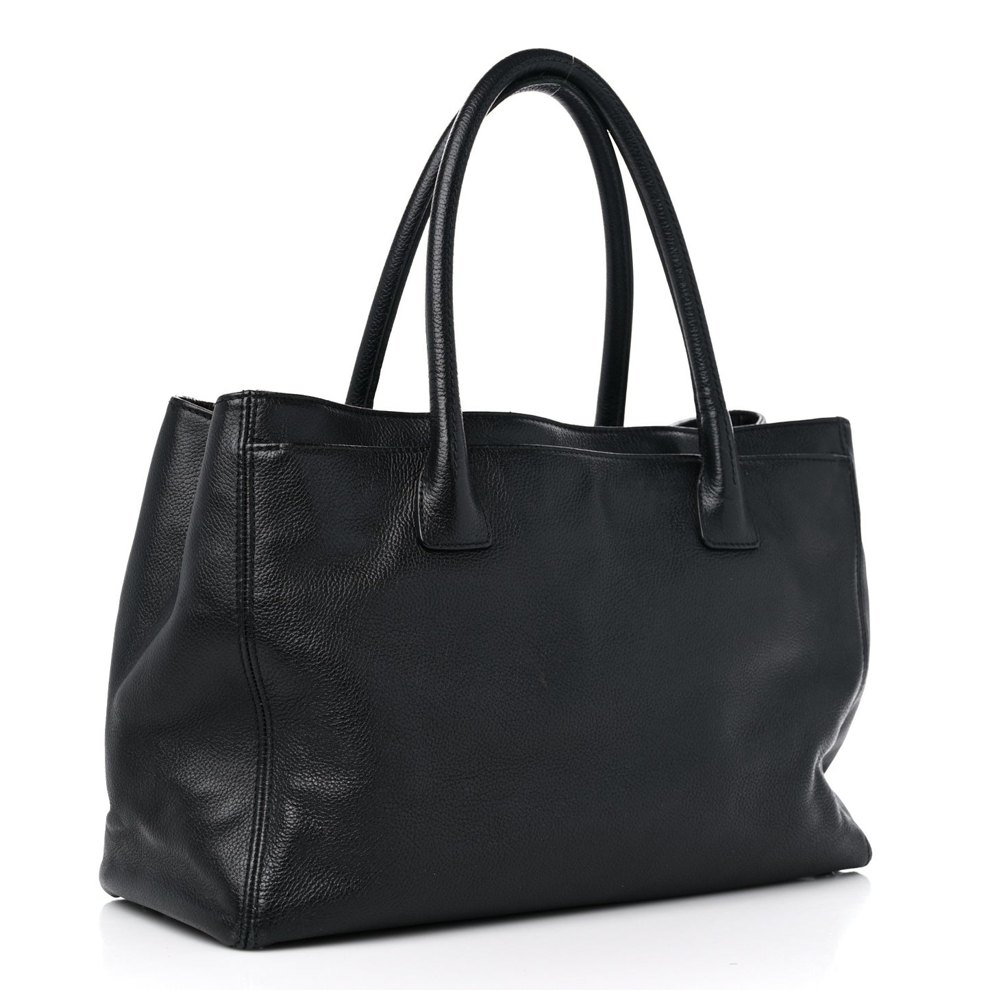 Calfskin Mademoiselle Lock Cerf Executive Shopper Tote Black