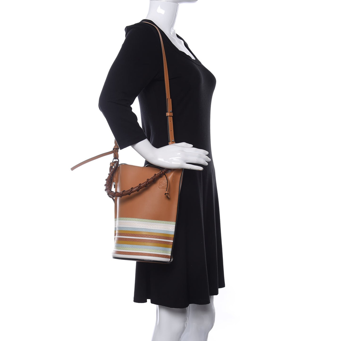 Calfskin Snakeskin Marine Gate Bucket Bag Multicolor