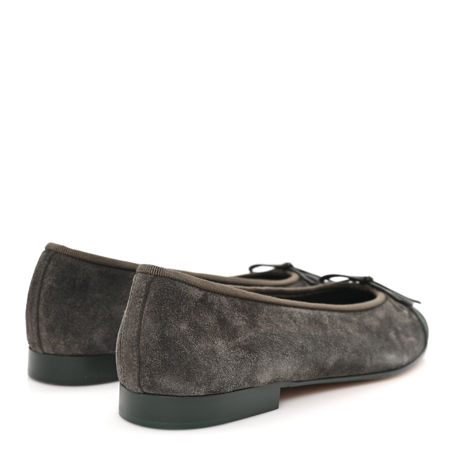 Suede Calfskin Cap Toe CC Ballerina Flats 38.5 Dark Khaki Dark Green