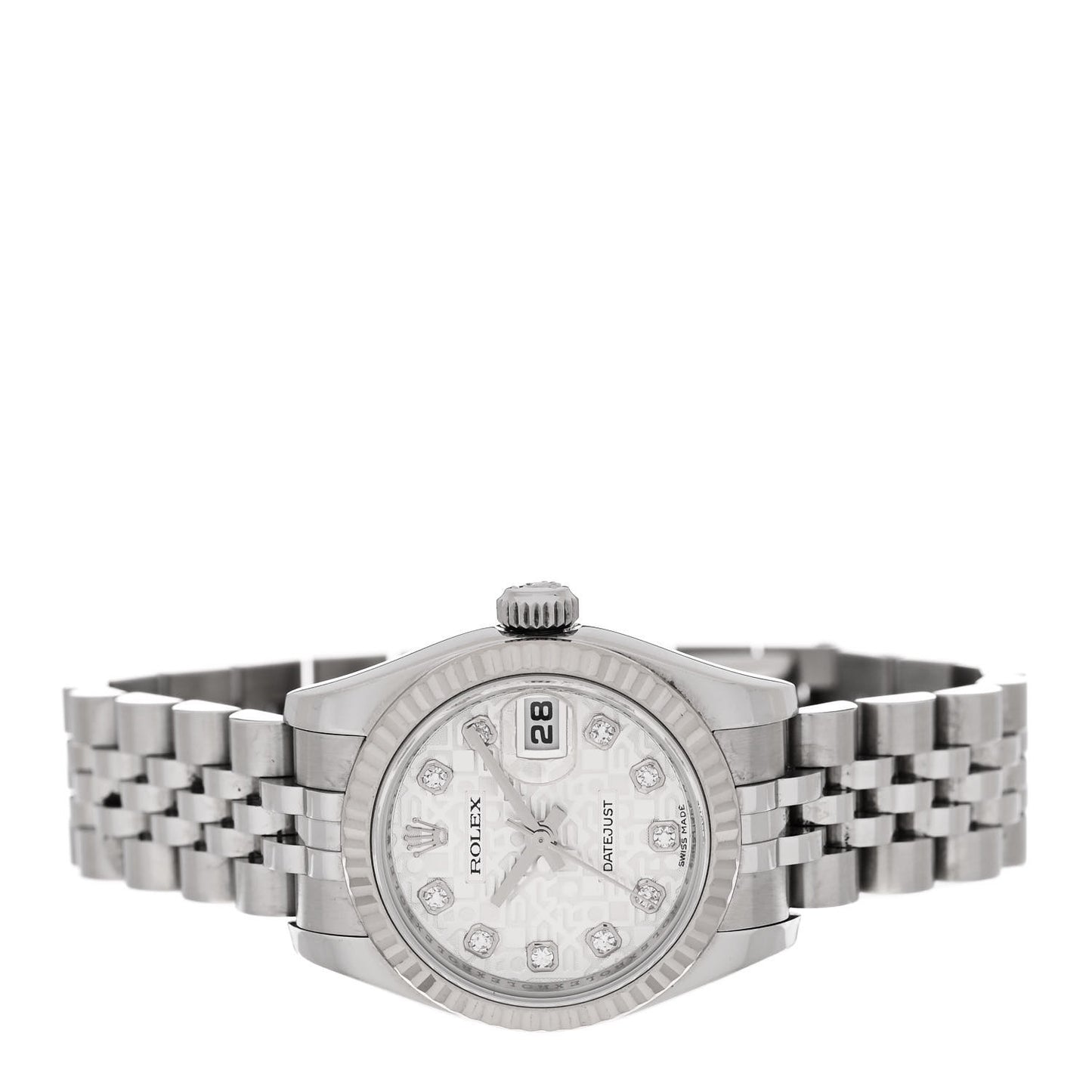 Stainless Steel 18K White Gold Diamond 26mm Oyster Perpetual Datejust Watch Silver Jubilee 179174
