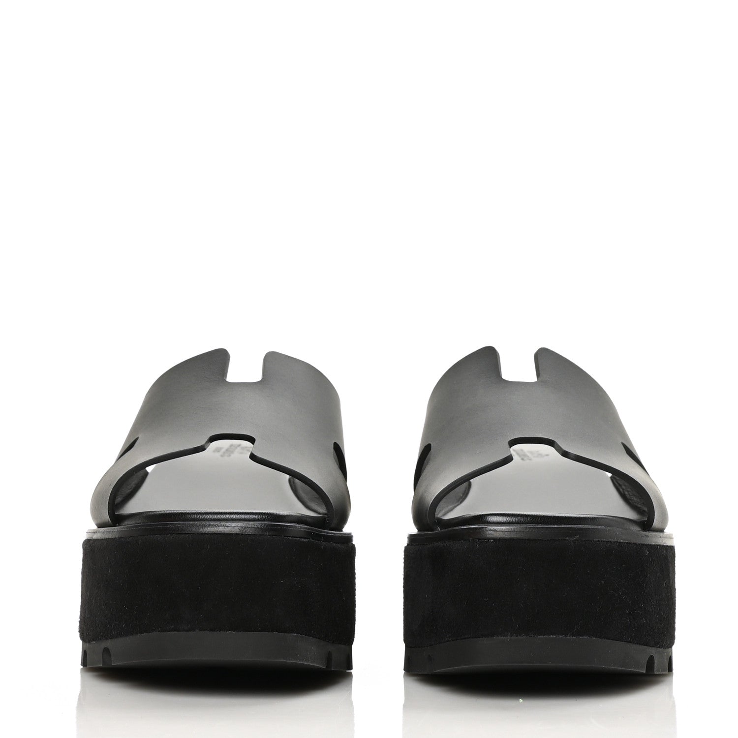 Hermes Calfskin Suede Eze 30 Sandals 37 Black 2 of 9
