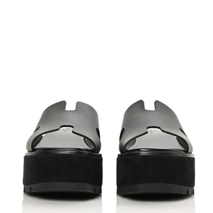 Hermes Calfskin Suede Eze 30 Sandals 37 Black 2 of 9