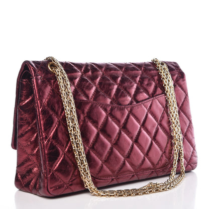 Chanel Metallic Aged Calfskin 2.55 Reissue 227 Flap Dark Red 4 of 9