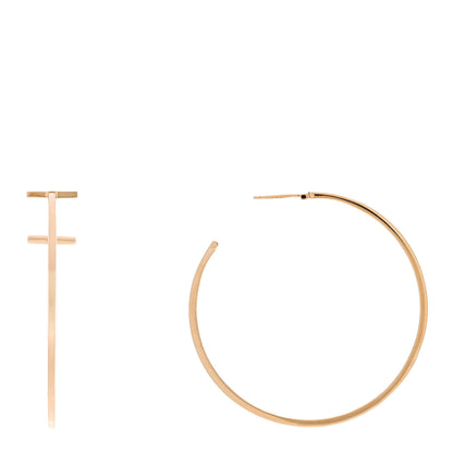 Tiffany 18K Rose Gold Extra Large T Wire Hoop Earrings 1 of 4
