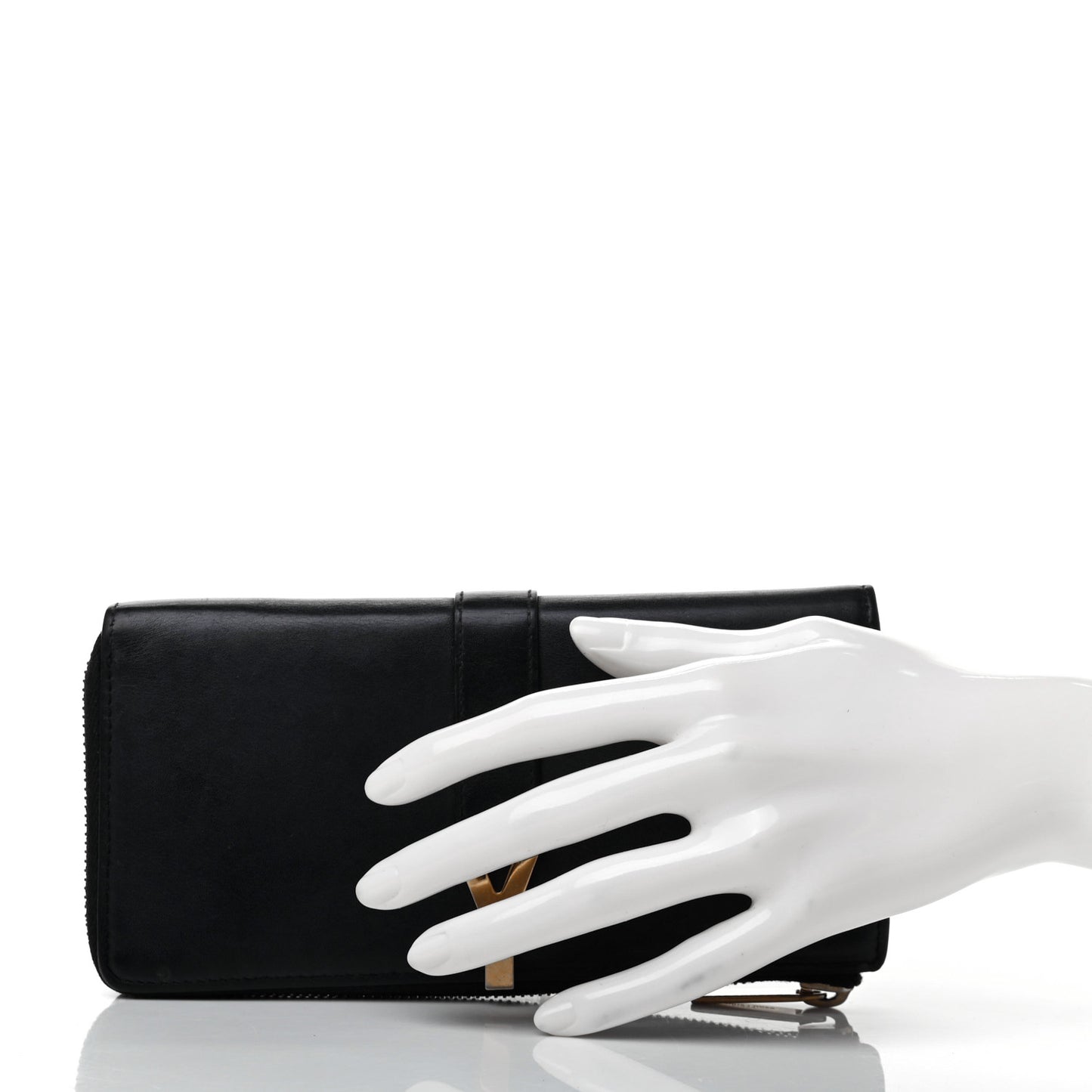 Calfskin Classic Y Ligne Zip Around Wallet Black