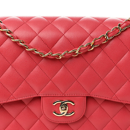 Chanel Caviar Quilted Jumbo Double Flap Dark Pink 8 of 10