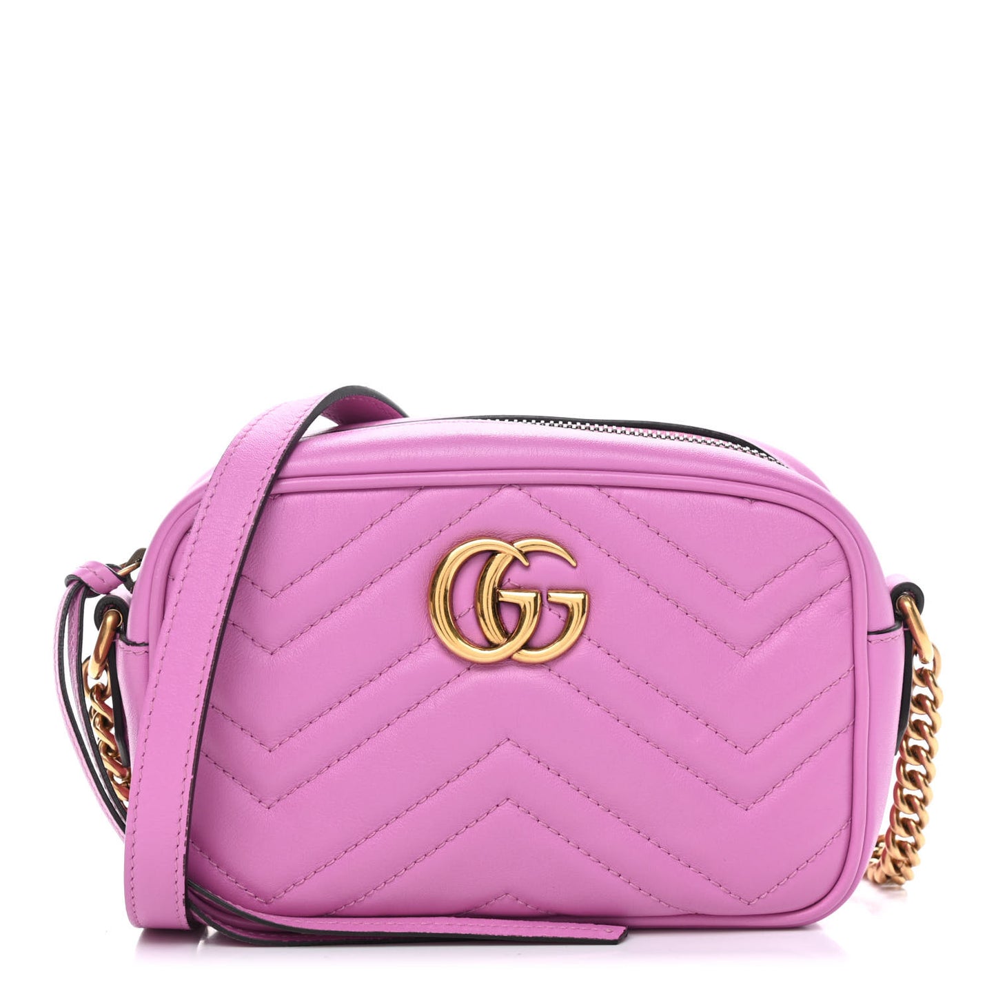 Calfskin Matelasse Mini GG Marmont Chain Shoulder Bag Candy Mousse