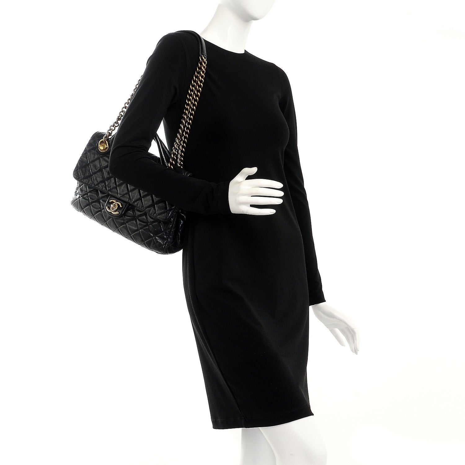 Chanel Glazed Calfskin Castle Rock Medium Flap Black 2 of 7