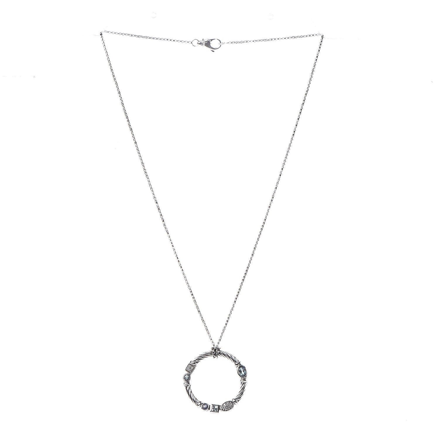 David Yurman Sterling Silver Diamond Blue Topaz Hampton Blue Topaz Iolite Confetti Pendant Necklace 3 of 6