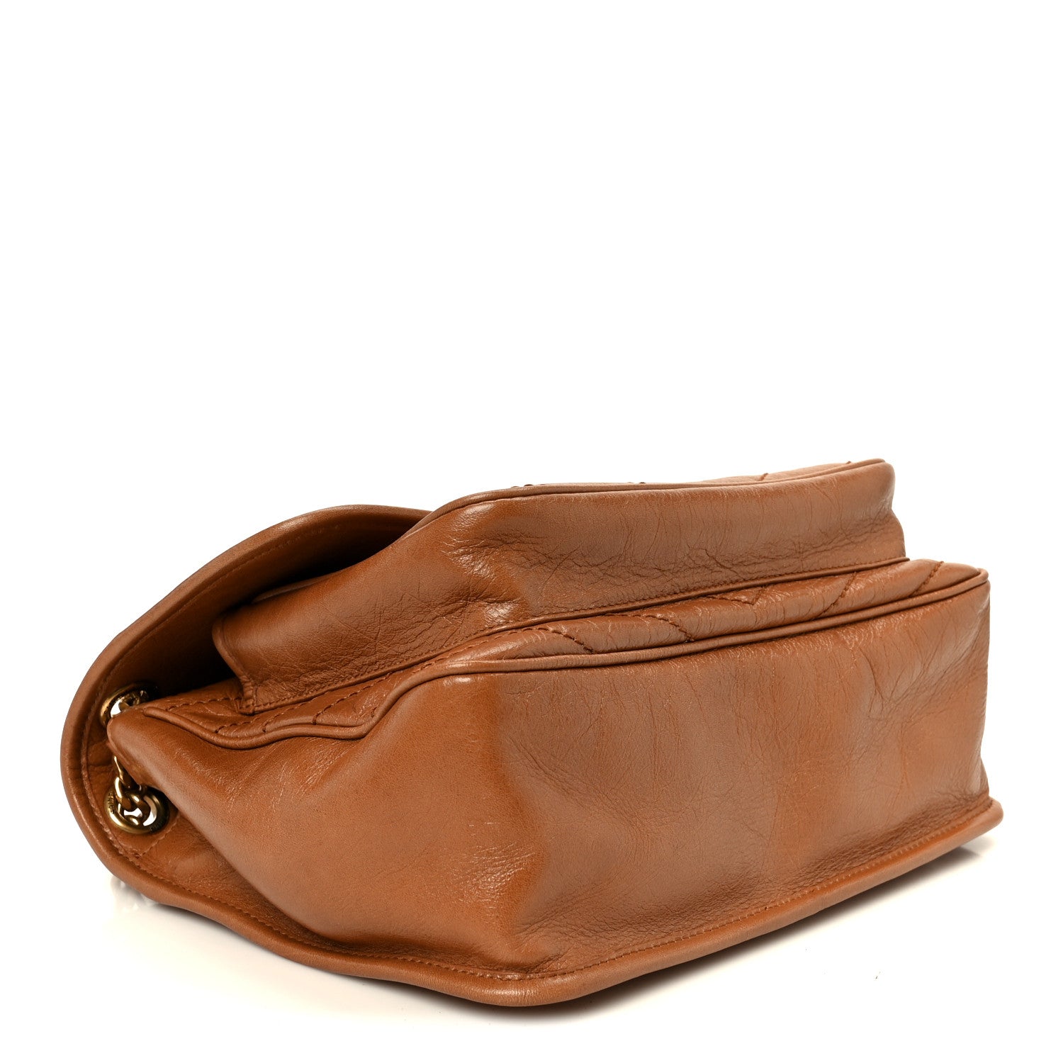 Saint Laurent Crinkled Calfskin Matelasse Monogram Medium Niki Chain Satchel Caramel 4 of 12