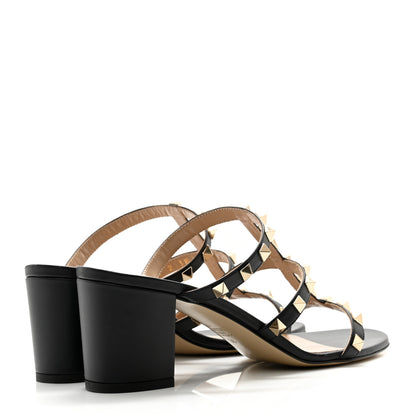 Valentino Garavani Calfskin Rockstud 60mm Caged Slide Sandals 38 Black 4 of 11