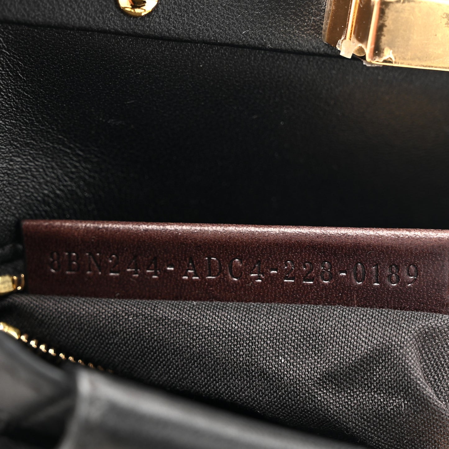 Shearling Nappa Macro FF 1974 Mini Peekaboo Iconic Satchel Tobacco Black