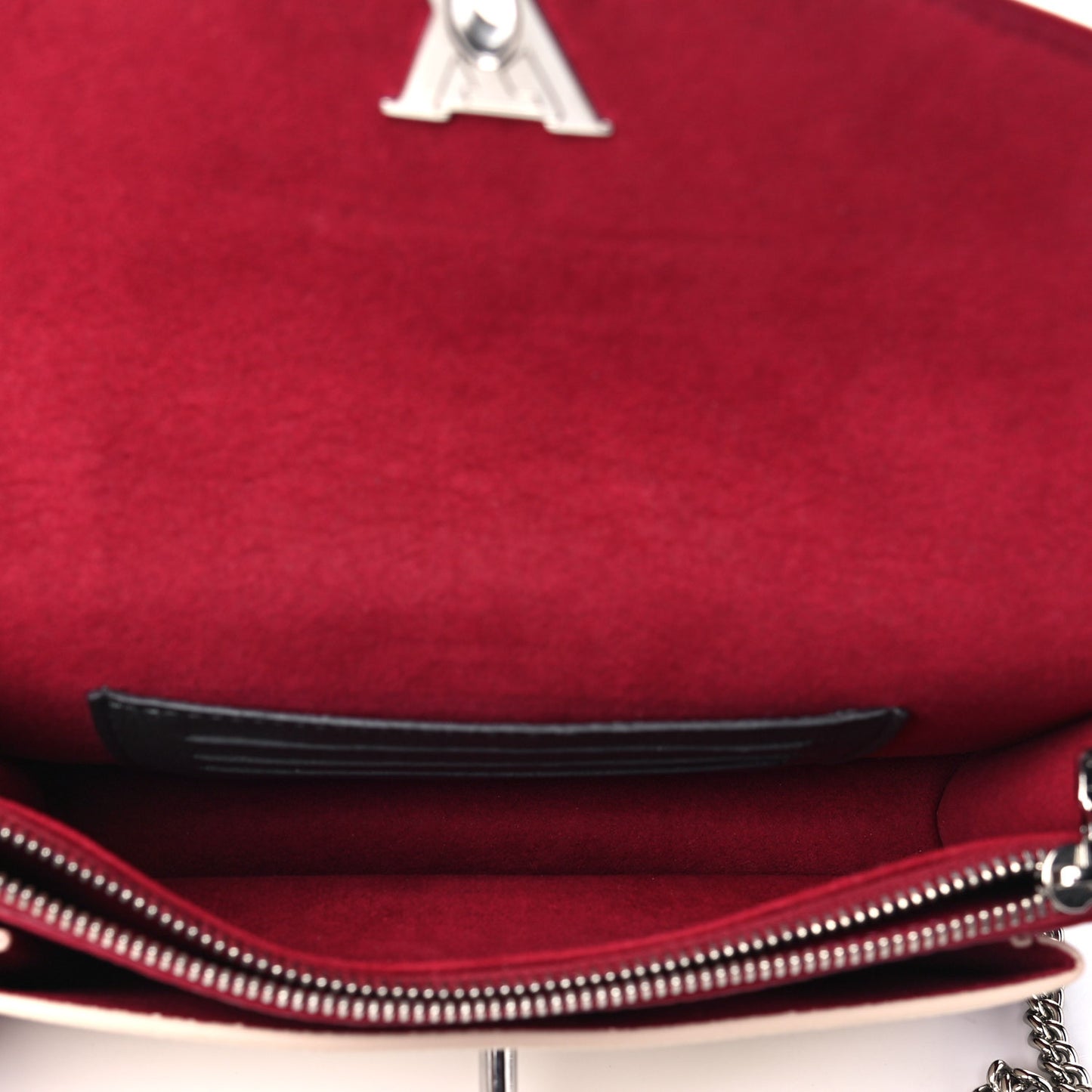Calfskin My Lockme Chain Pochette Lie De Vin Etain Creme