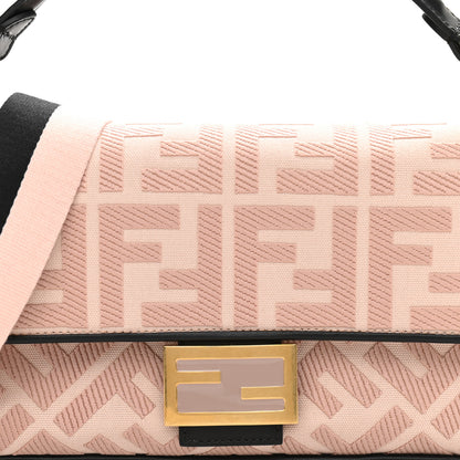 Fendi Canvas Vitello King FF Embroidered Baguette Rosa Quarzo Black 8 of 10