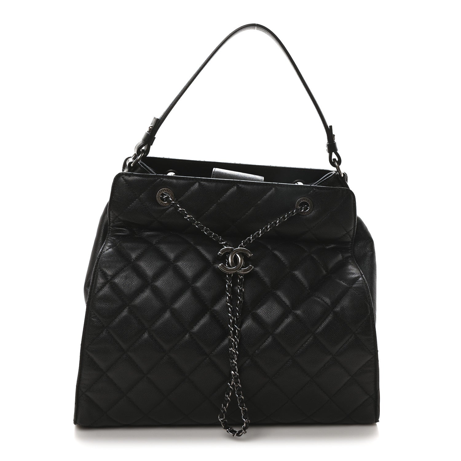 Chanel Caviar Quilted Large CC Bucket Bag Black 1 of 10