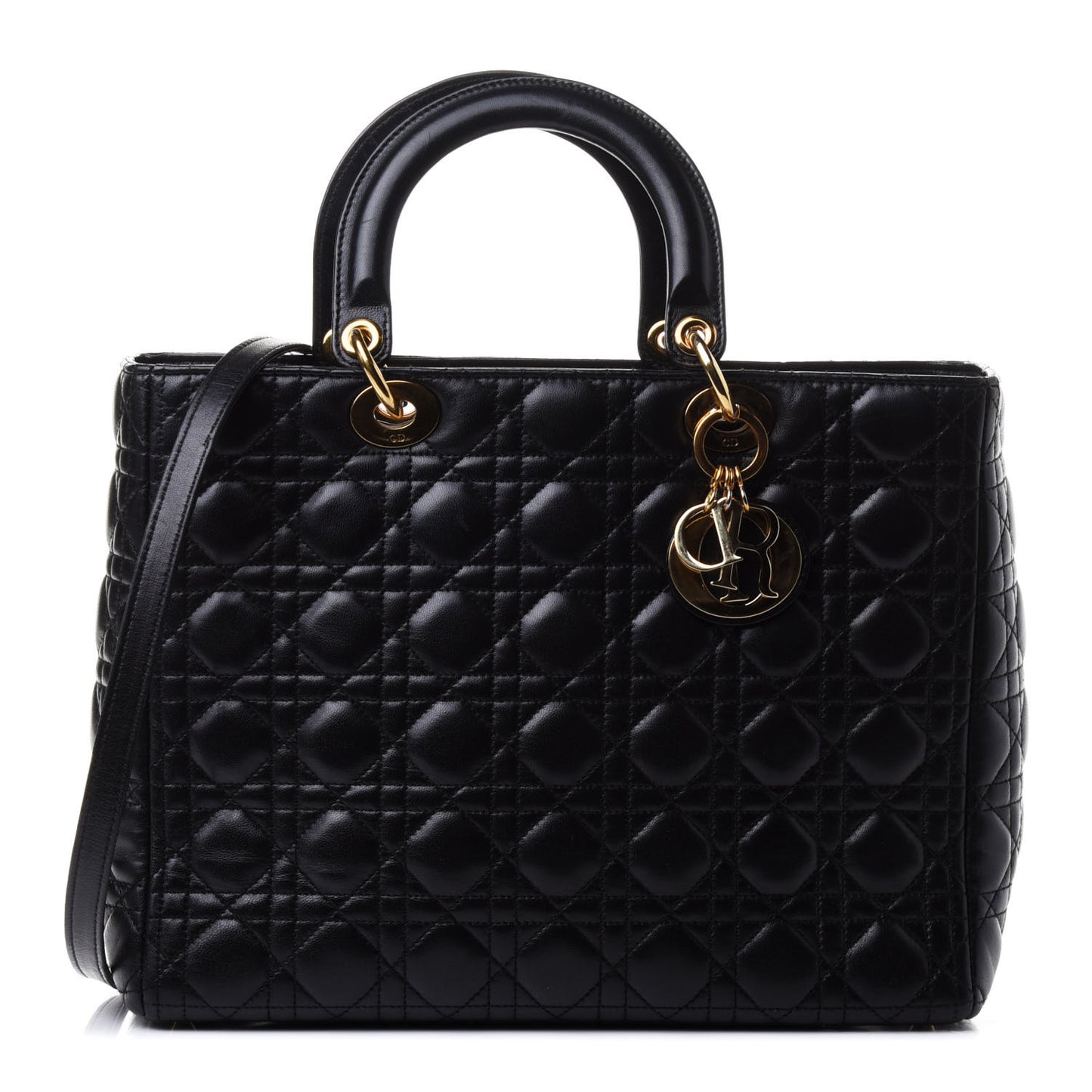 Lambskin Cannage Large Lady Dior Black