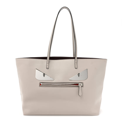 Fendi Vitello Liberty Lucido Metal Monster Eyes Medium Roll Tote Grey 1 of 16