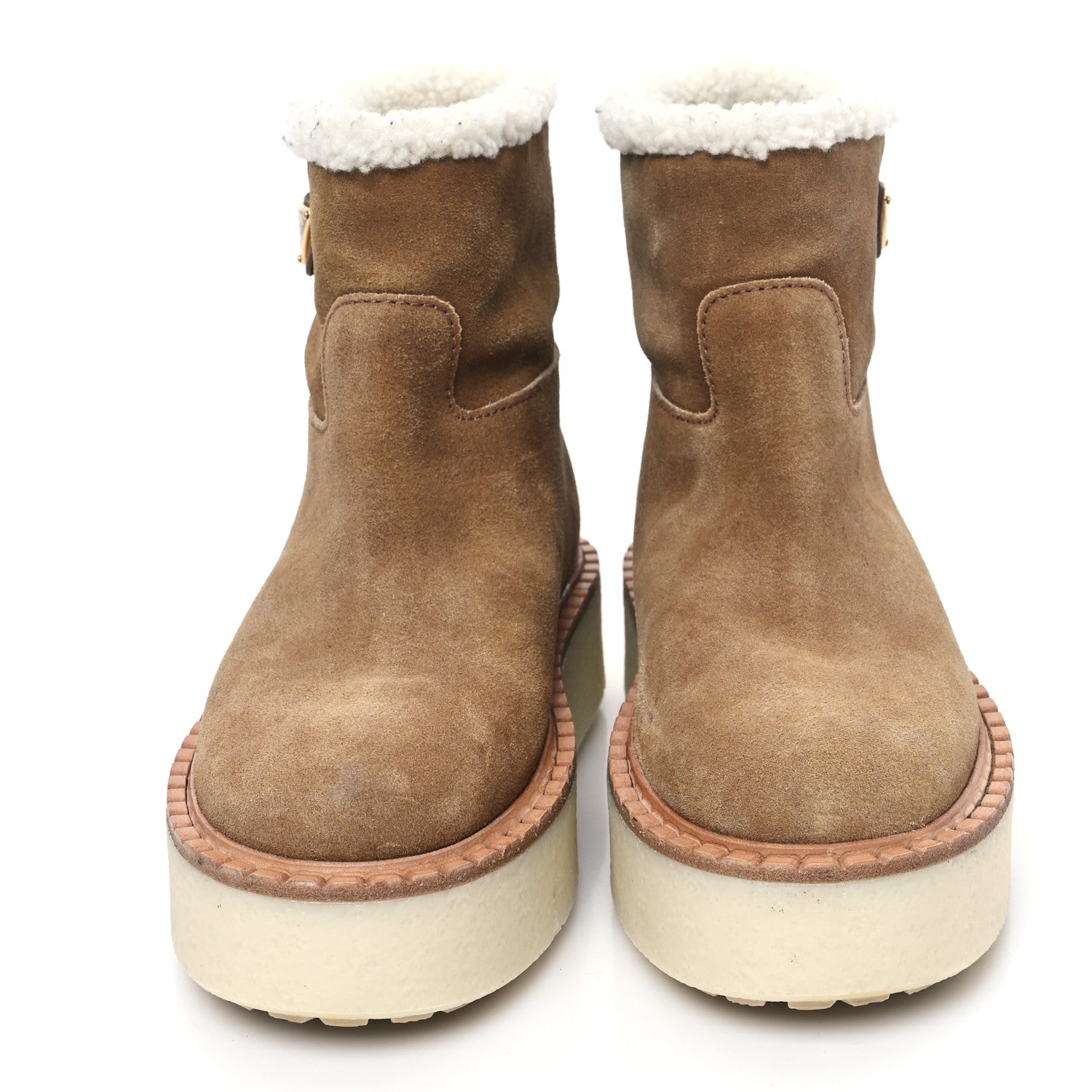 Prada Suede Shearling Ankle Boots 37.5 Cannella 2 of 10