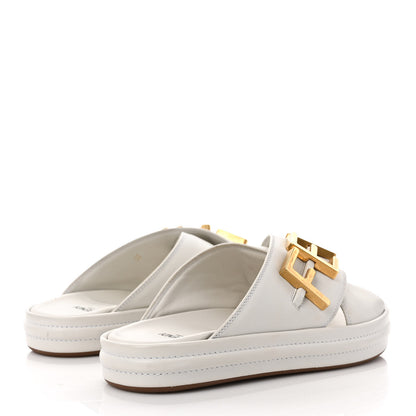 Fendi Vitello Womens Fendigraphy Slide Sandals 35 White Ice 3 of 9
