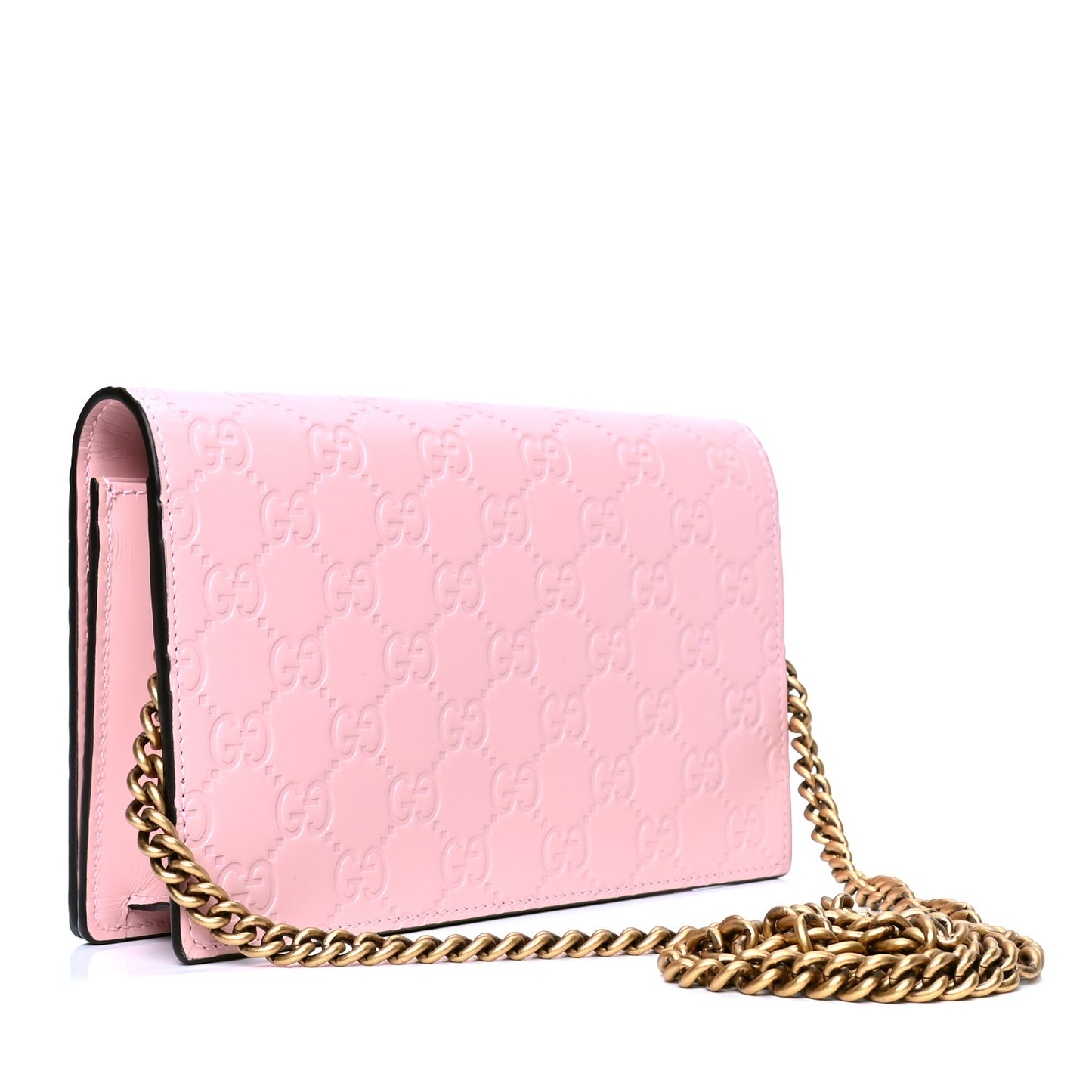 Guccissima Signature Crystal Cat Chain Wallet Light Candy Pink