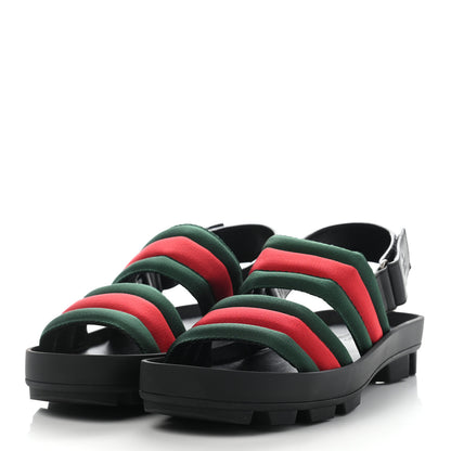 Gucci Nylon Cirano Lux Web Mens Cleat Sole Slingback Sandals 6 Green Red Black 3 of 9