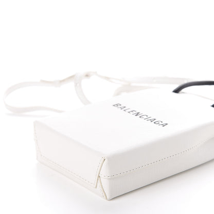 Balenciaga Squared Calfskin Logo Shopping Phone Holder Bag White 8 of 9