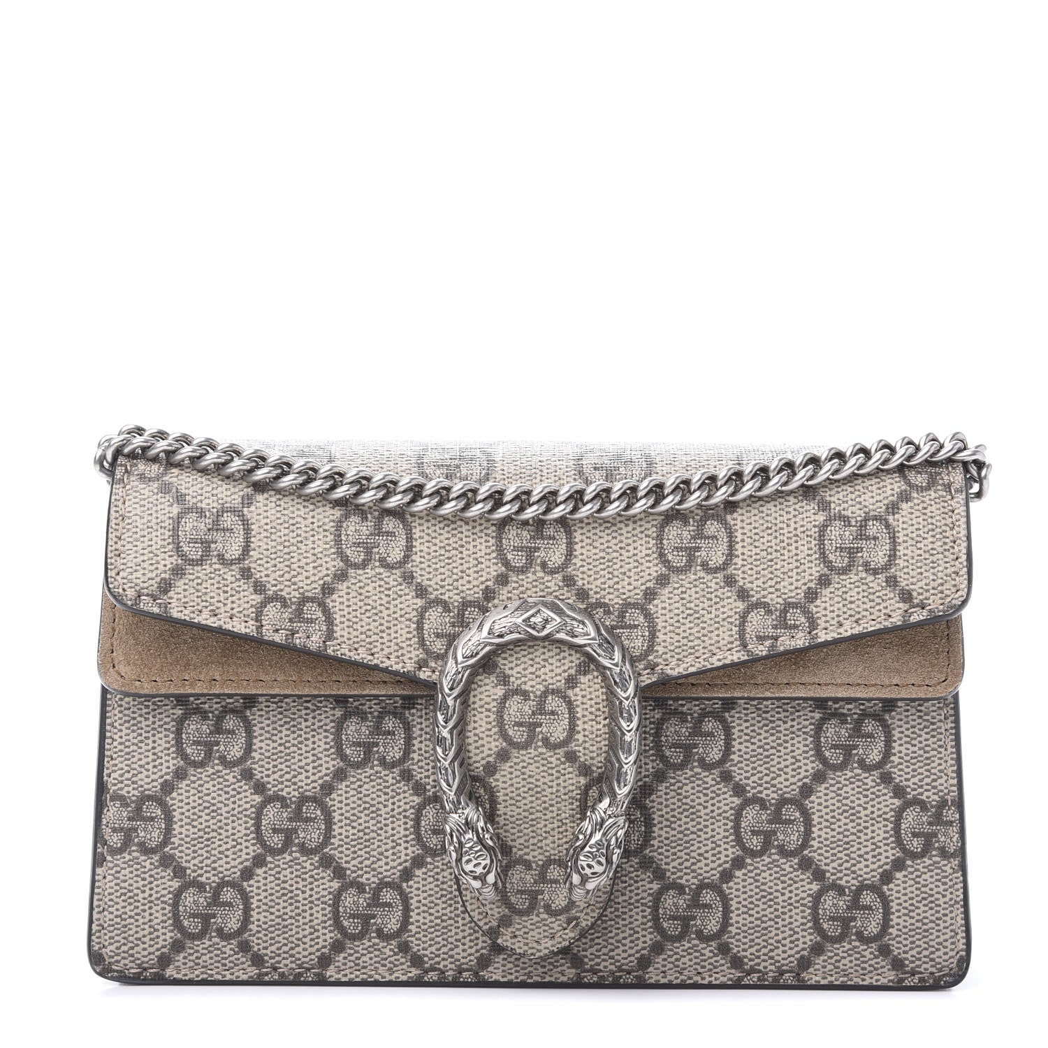 Gucci GG Supreme Monogram Super Mini Dionysus Shoulder Bag Taupe 1 of 11