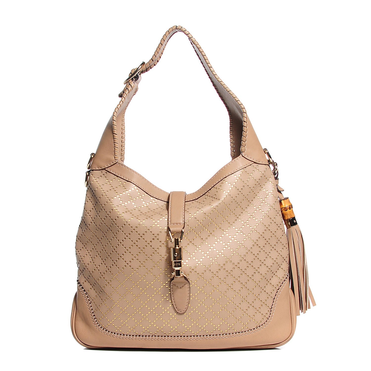 Gucci Calfskin Laser Cut Medium New Jackie Shoulder Bag Porridge 1 of 7