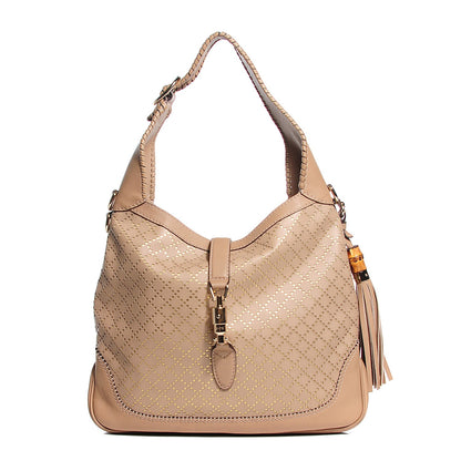 Gucci Calfskin Laser Cut Medium New Jackie Shoulder Bag Porridge 1 of 7