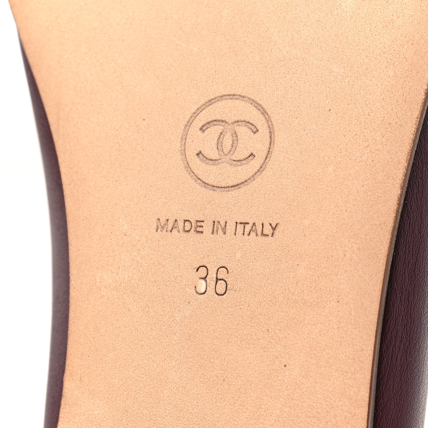 Chanel Lambskin Cap Toe CC Ballerina Flats 36 Burgundy 6 of 9
