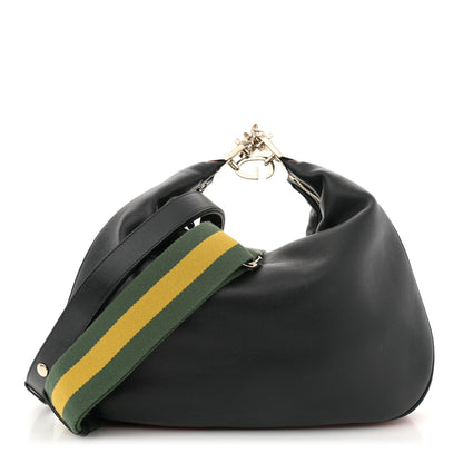 Gucci Aria Calfskin Web Large Attache Shoulder Bag Black 1 of 11