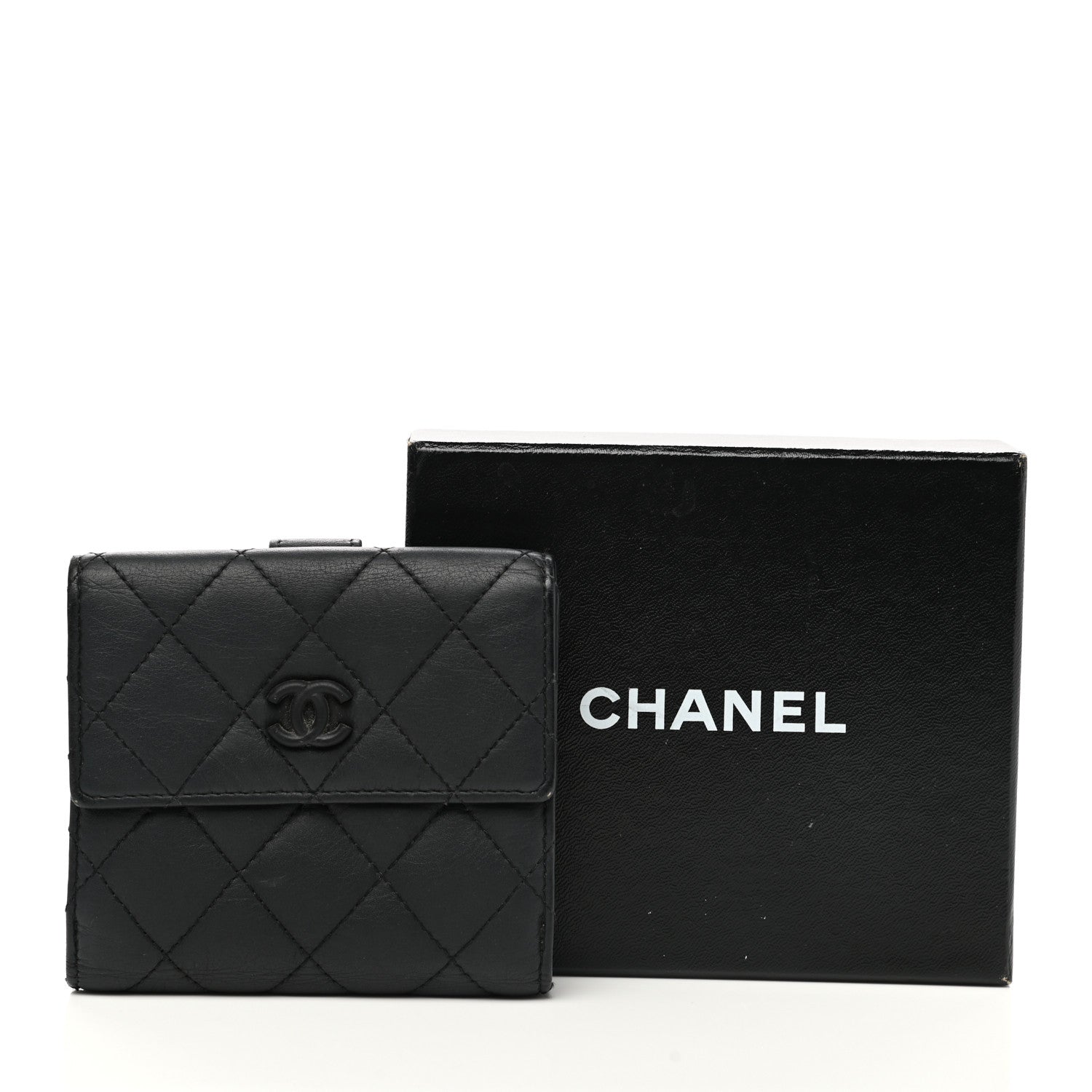 Chanel Lambskin Quilted Compact Flap Wallet Black 9 of 10