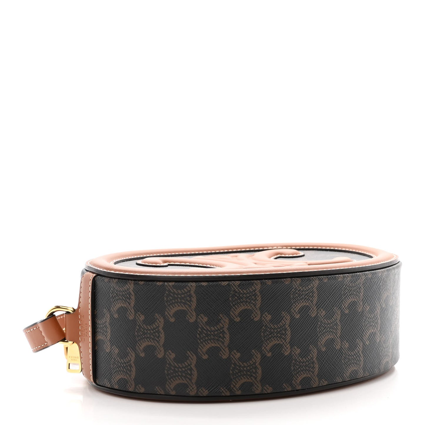 Canvas Calfskin Cuir Triomphe Oval Purse Crossbody Tan