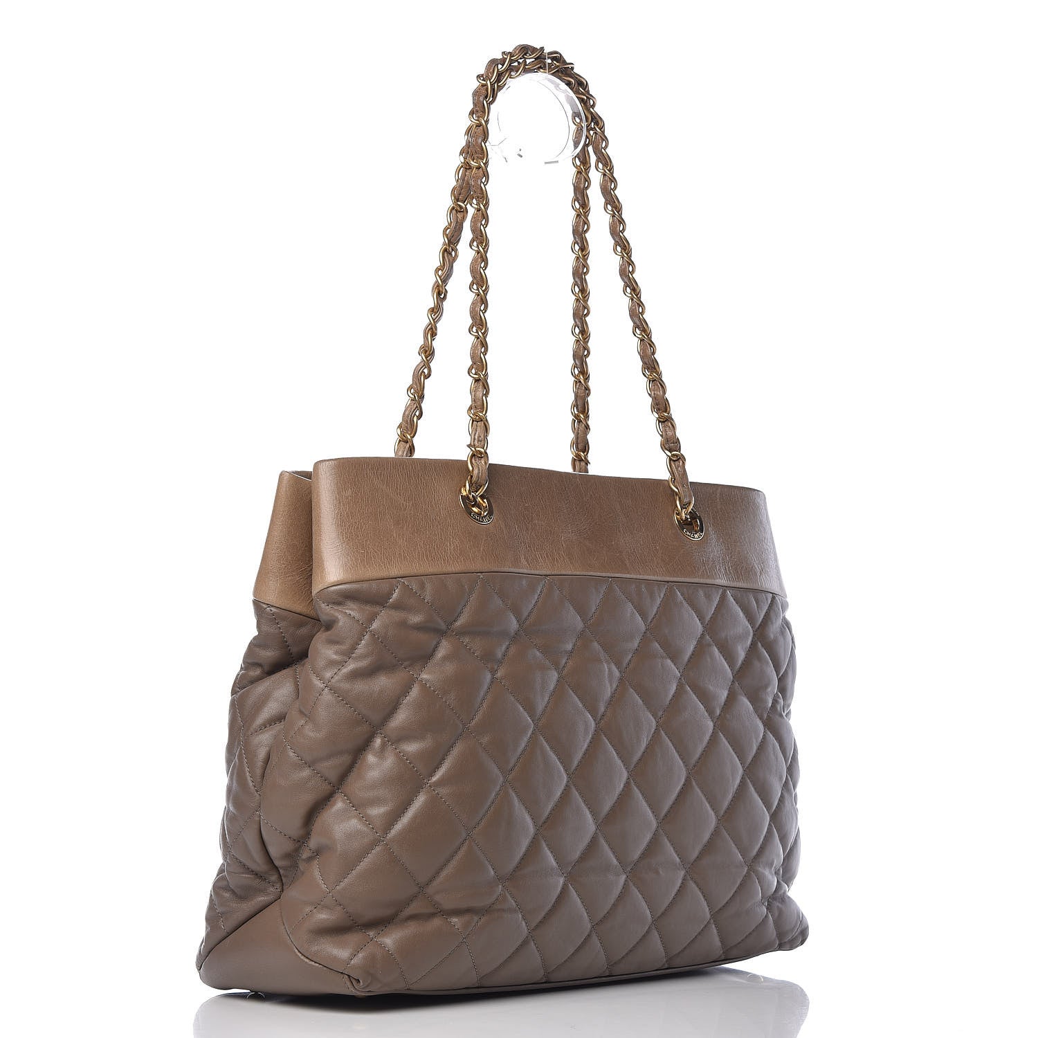 Chanel Calfskin Quilted Large Soft Elegance Tote Brown 3 of 16