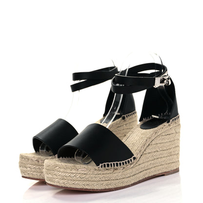Hermes Calfskin Tipoli Espadrille Wedges 40 Black 3 of 9