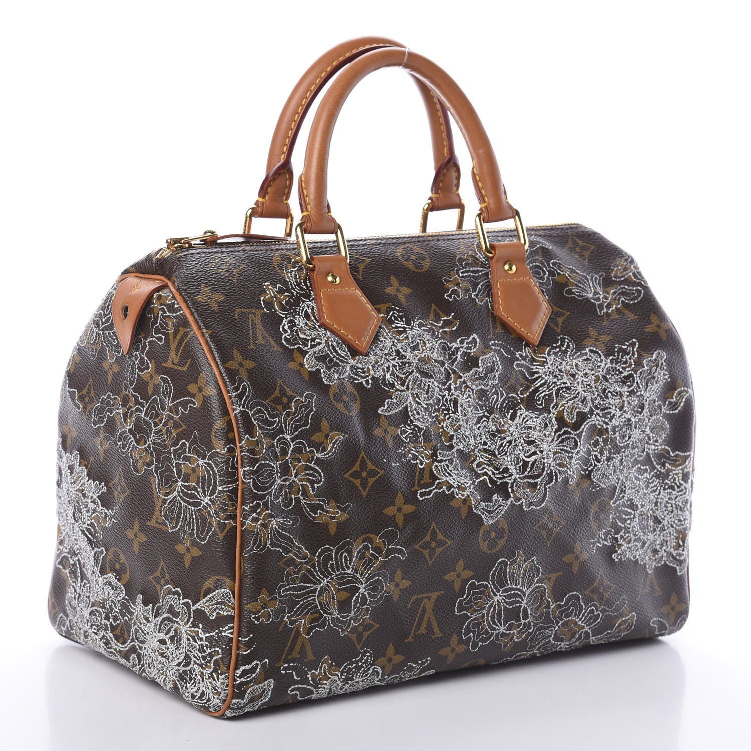 Louis Vuitton Monogram Dentelle Speedy 30 Silver 2 of 8