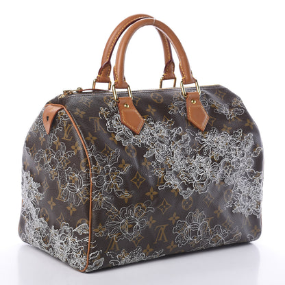 Louis Vuitton Monogram Dentelle Speedy 30 Silver 2 of 8