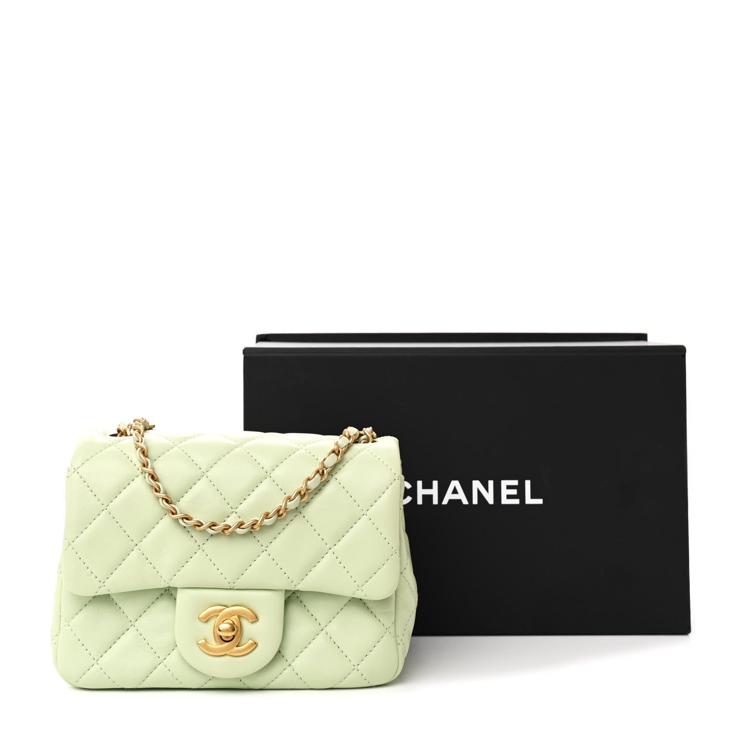 Chanel Lambskin Quilted Mini Pearl Crush Flap Light Green 12 of 12