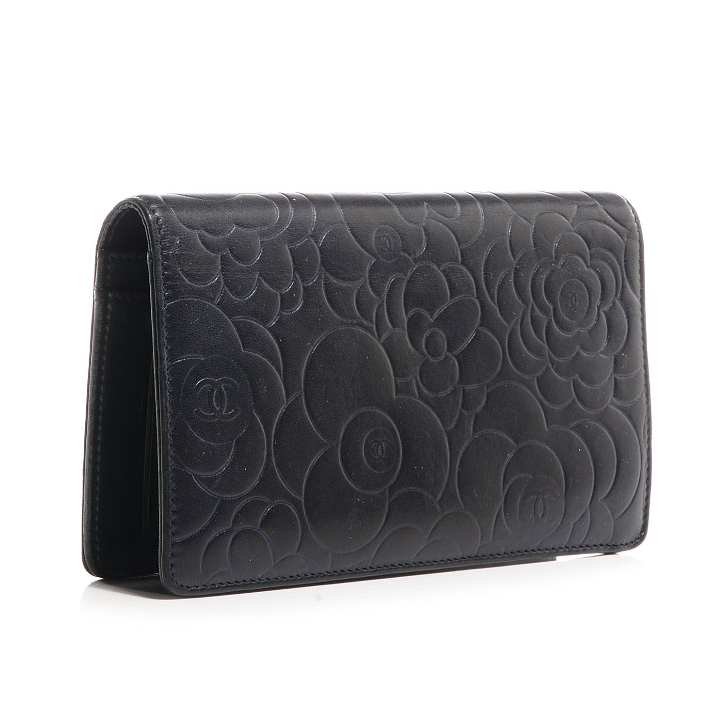 Chanel Lambskin Camellia Yen Wallet Black 3 of 8