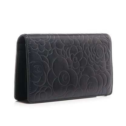 Chanel Lambskin Camellia Yen Wallet Black 3 of 8