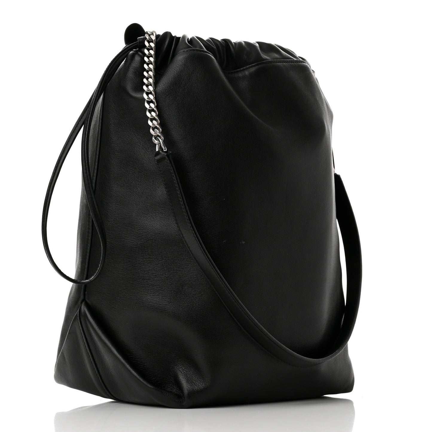 Lambskin Teddy Drawstring Bag Black