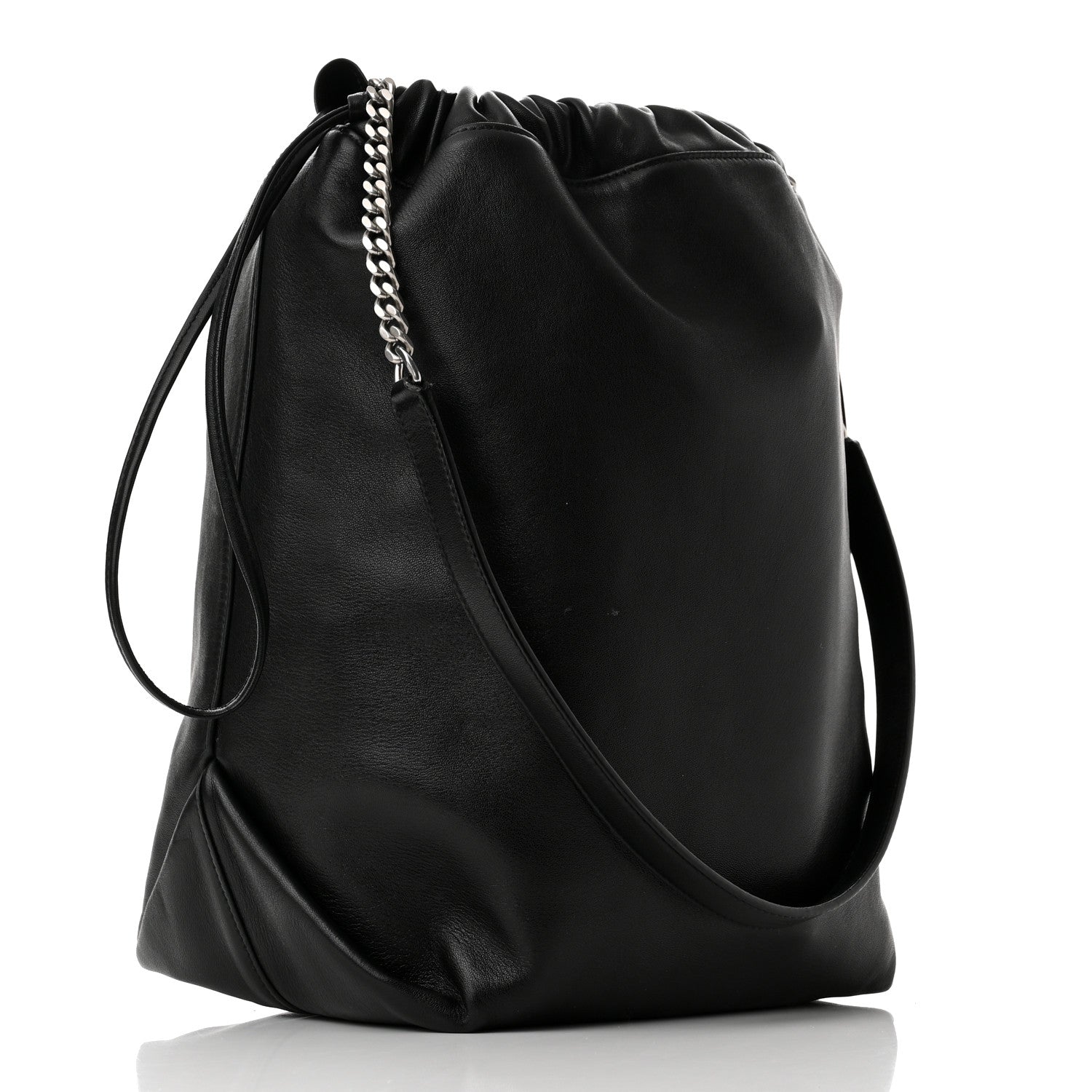 Saint Laurent Lambskin Teddy Drawstring Bag Black 4 of 11