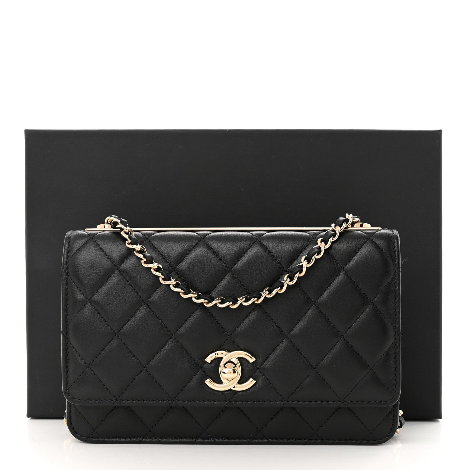 Chanel Lambskin Quilted Trendy CC Wallet On Chain WOC Black 12 of 12
