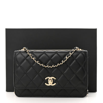 Chanel Lambskin Quilted Trendy CC Wallet On Chain WOC Black 12 of 12