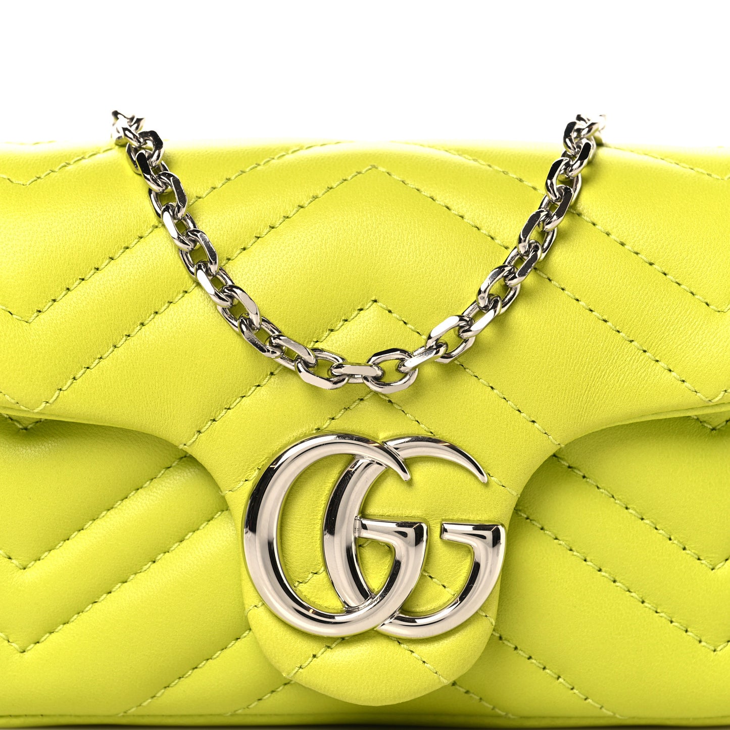 Lambskin Matelasse Mini GG Marmont Shoulder Bag Bright Green