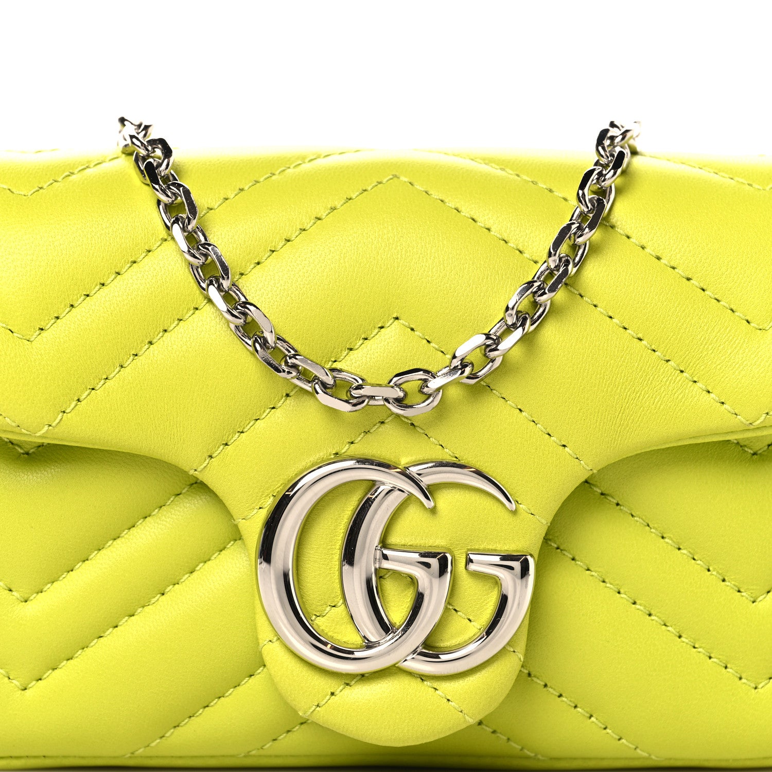 Gucci Lambskin Matelasse Mini GG Marmont Shoulder Bag Bright Green 8 of 10