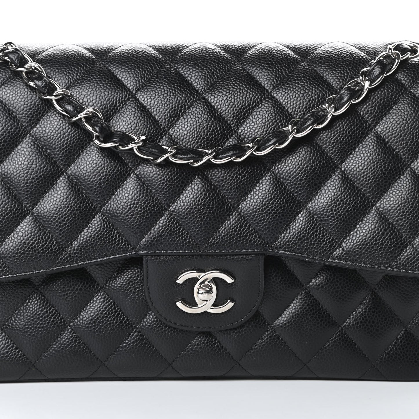 Caviar Quilted Jumbo Double Flap Black