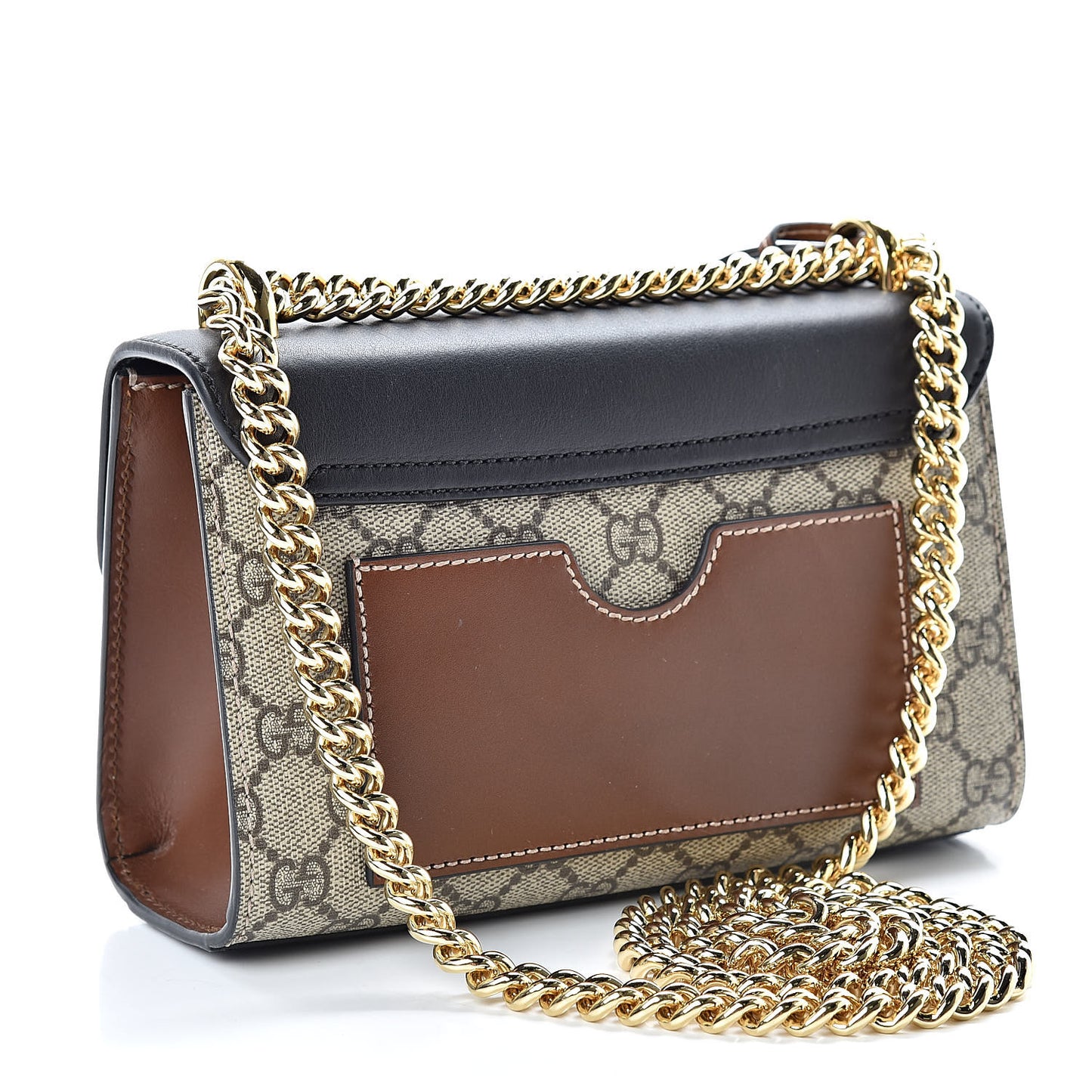 GG Supreme Monogram Calfskin Small Padlock Shoulder Bag Beige Black Cuir