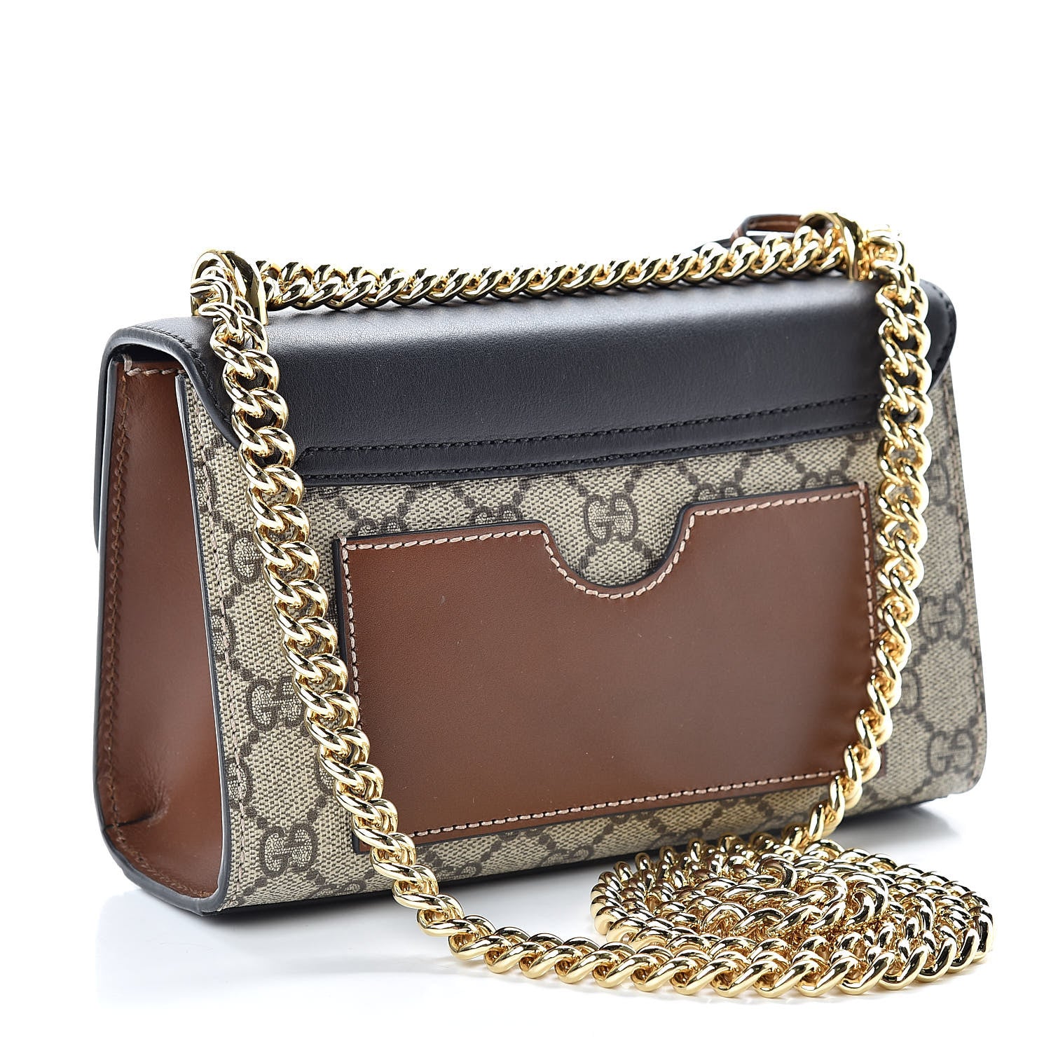 Gucci GG Supreme Monogram Calfskin Small Padlock Shoulder Bag Beige Black Cuir 3 of 12